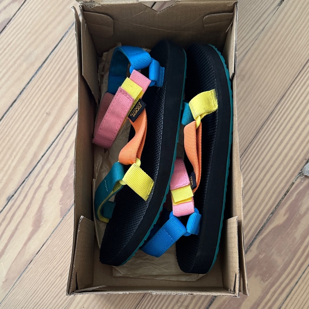Teva Kids Sandals with Blue, Pink, and Yellow Straps